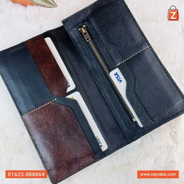 Long Leather Wallet  - Black - Image 2