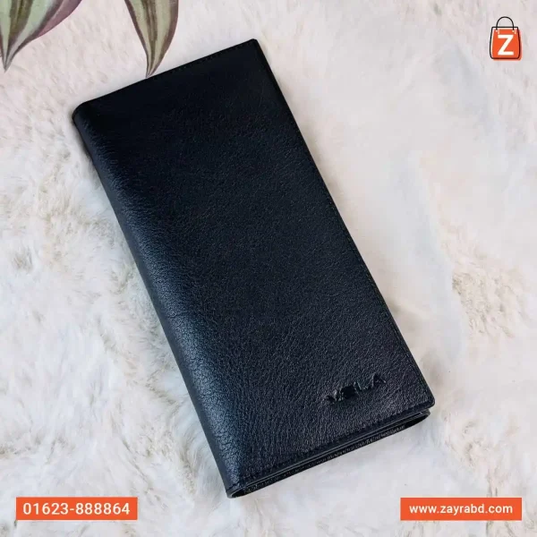 Long Leather Wallet  - Black