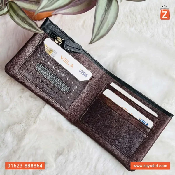 Bifold Leather Wallet - Brown - Image 2