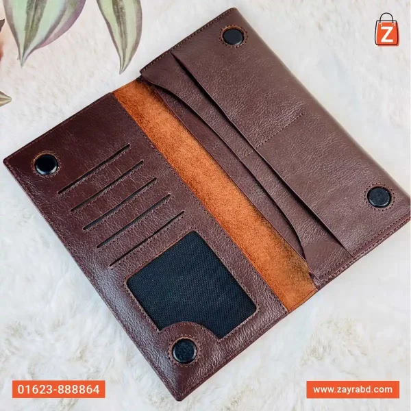 Long Leather Wallet  - Brown - Image 2