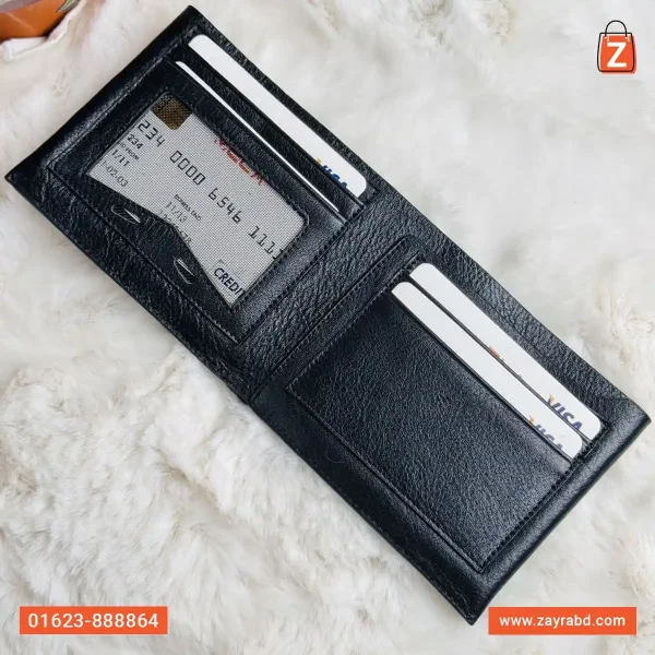 Bifold Leather Wallet - Black - Image 2