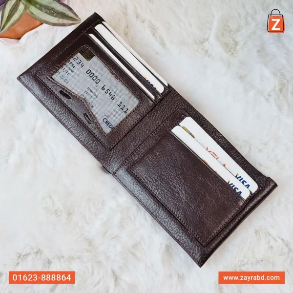 Bifold Leather Wallet - Brown - Image 2