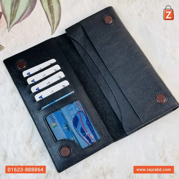 Long Leather Wallet  - Black - Image 2